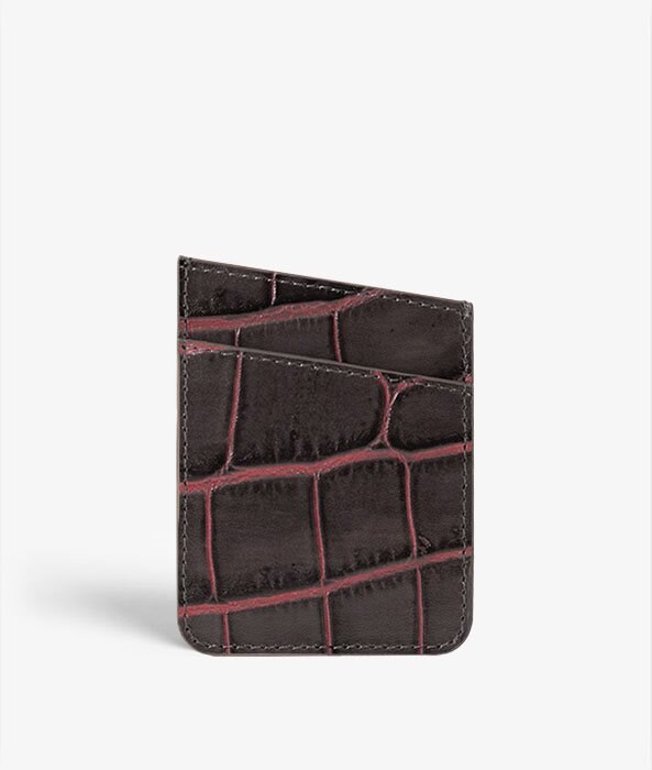 Image of The Case Factory Selvklebende Kortholder Crocodile Taupe/Pink