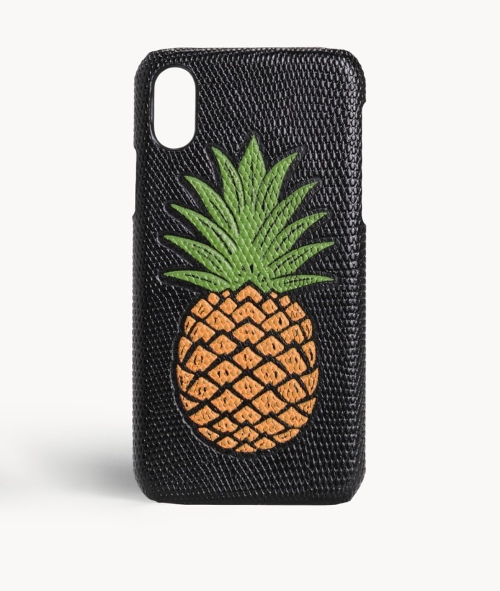 Deksel iPhone Xs Max Pineapple Orange Lizard Black