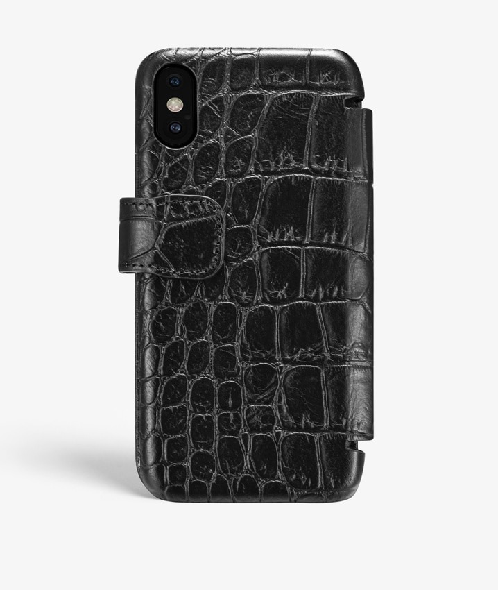 Lommebokdeksel iPhone X/XS Lizard Black