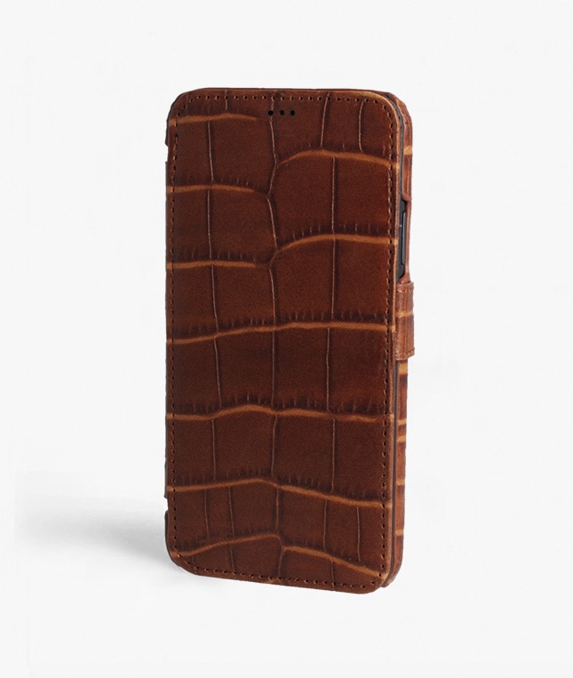 Lommebokdeksel iPhone 11 Pro Max Lizard Cognac