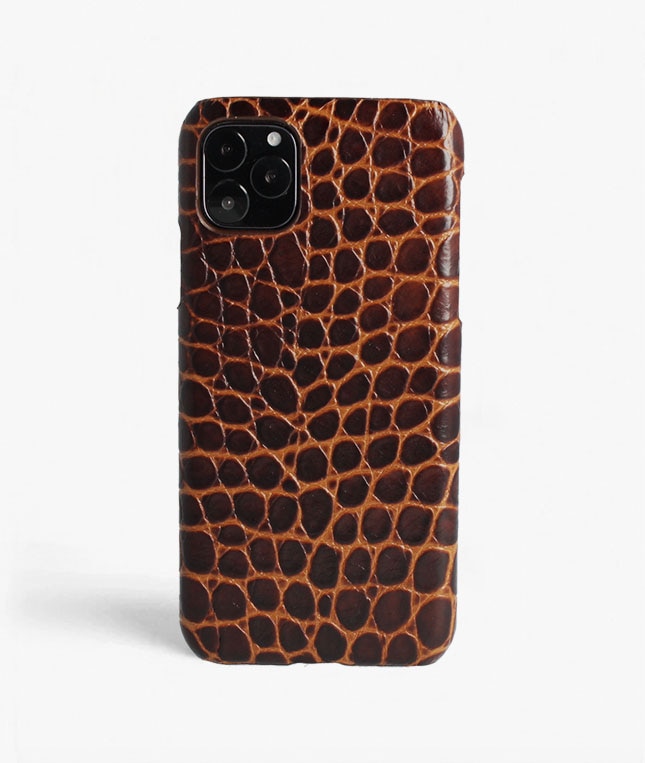 Deksel iPhone 11 Pro Max Small Croco Brun