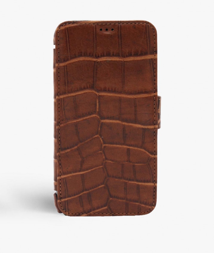 Lommebokdeksel iPhone X/XS Lizard Cognac