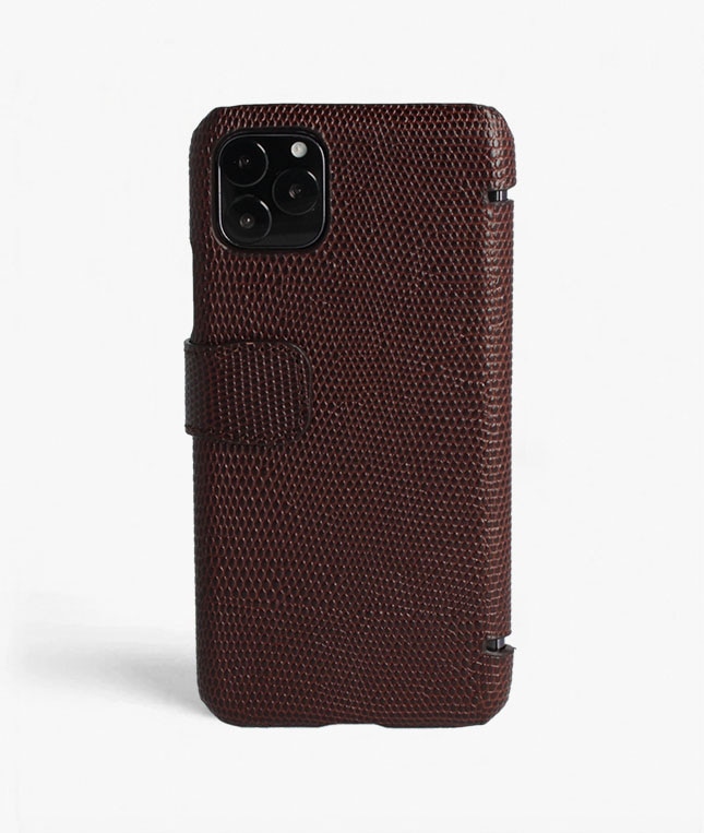 Lommebokdeksel iPhone 11 Pro Max Lizard Brown