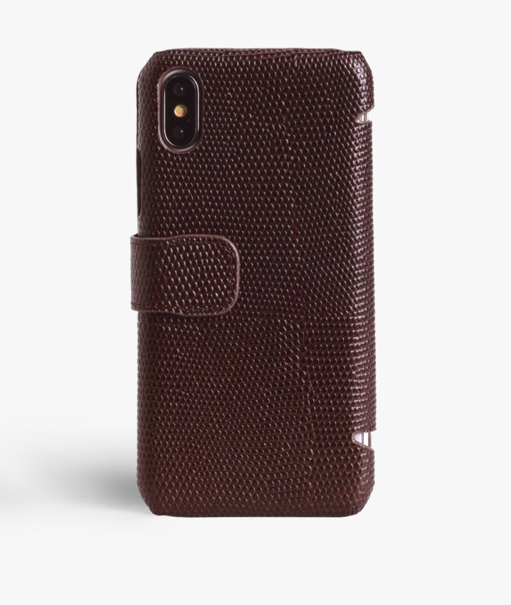 Lommebokdeksel iPhone X/XS Lizard Brown