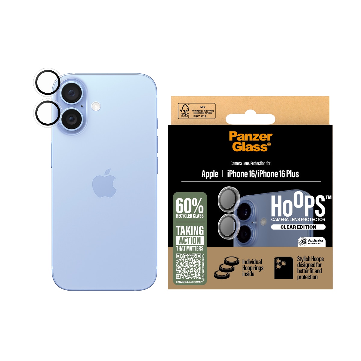 iPhone 16 Plus Hoops Camera Lens Protector Clear