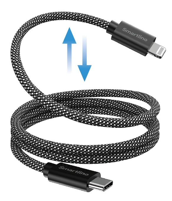 Magnetisk USB-C til Lightning Kabel 1m svart