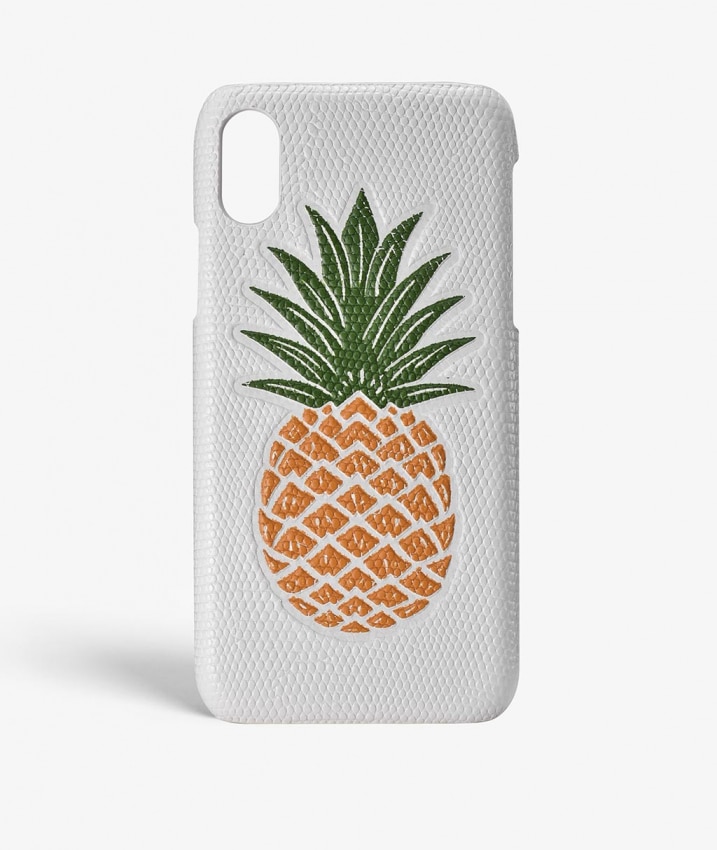 Deksel iPhone X/XS Pineapple Orange Lizard White