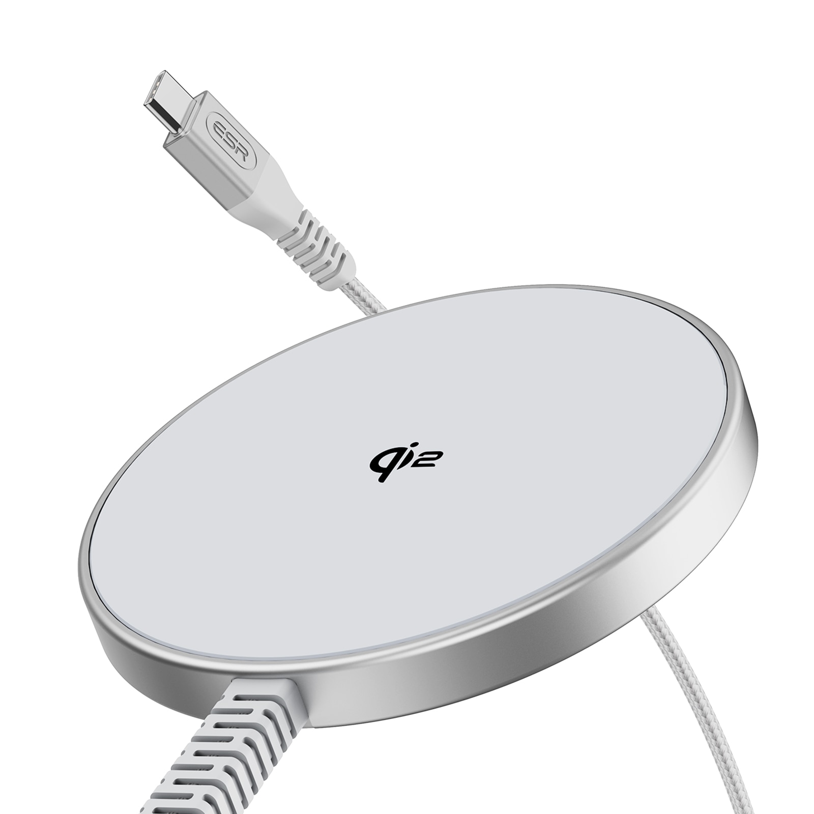 HaloLock Mini Qi2 MagSafe Magnetic Wireless Charger sølv