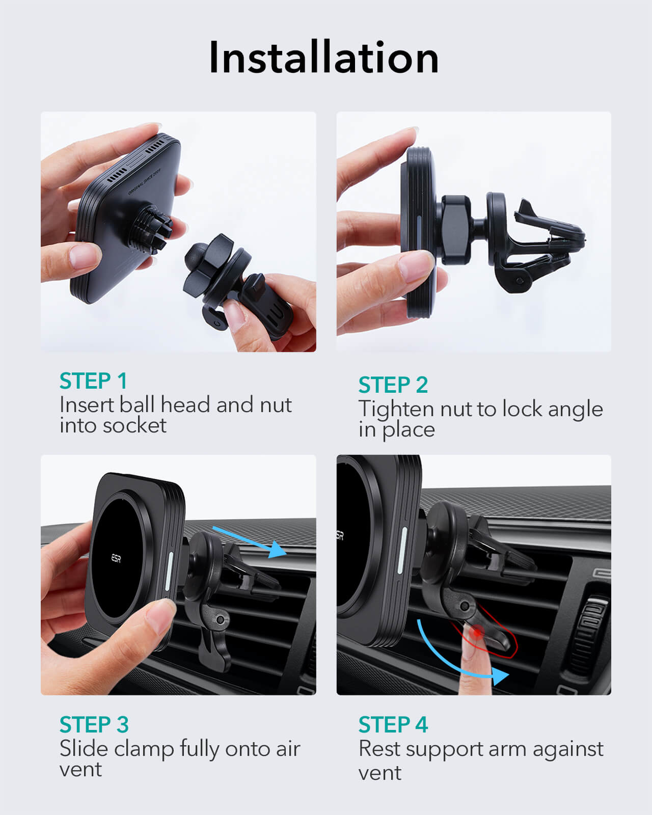 HaloLock Magnetisk trådløs billader svart