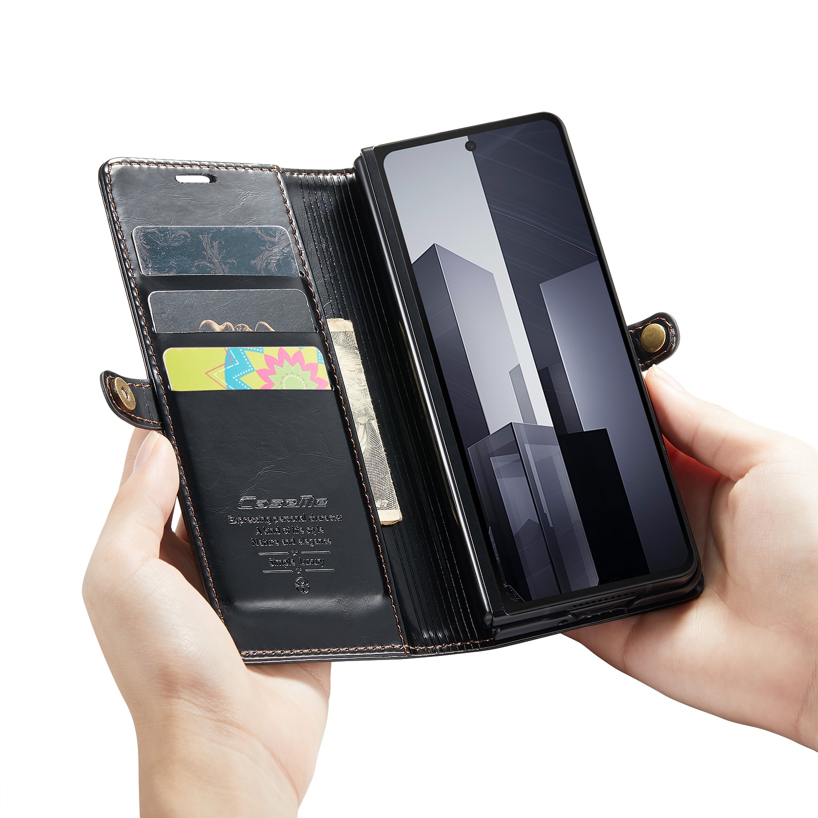 Leather Wallet Samsung Galaxy Z Fold 6 svart