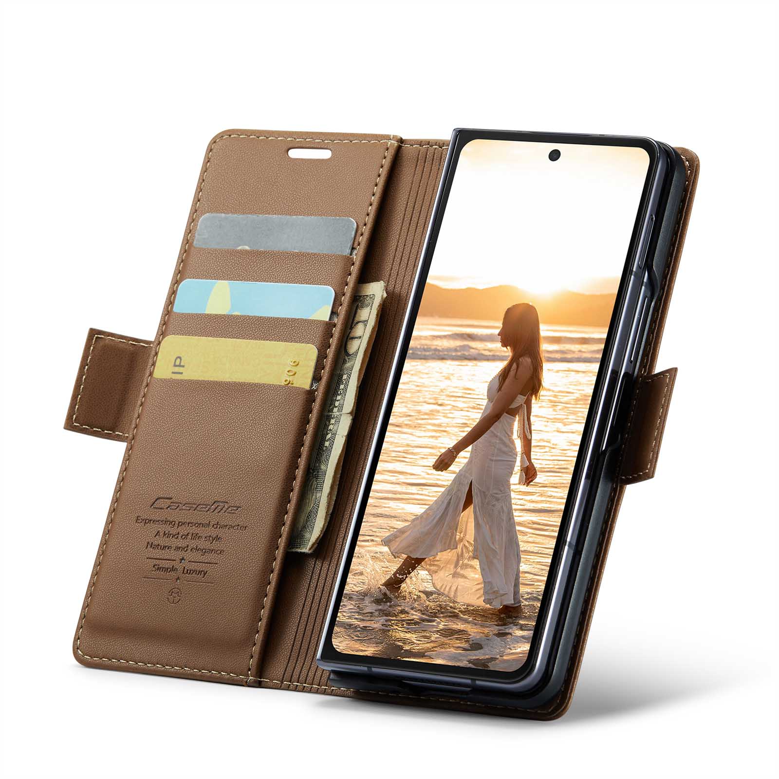 RFID blocking Slim Lommebokveske Samsung Galaxy Z Fold 6 brun