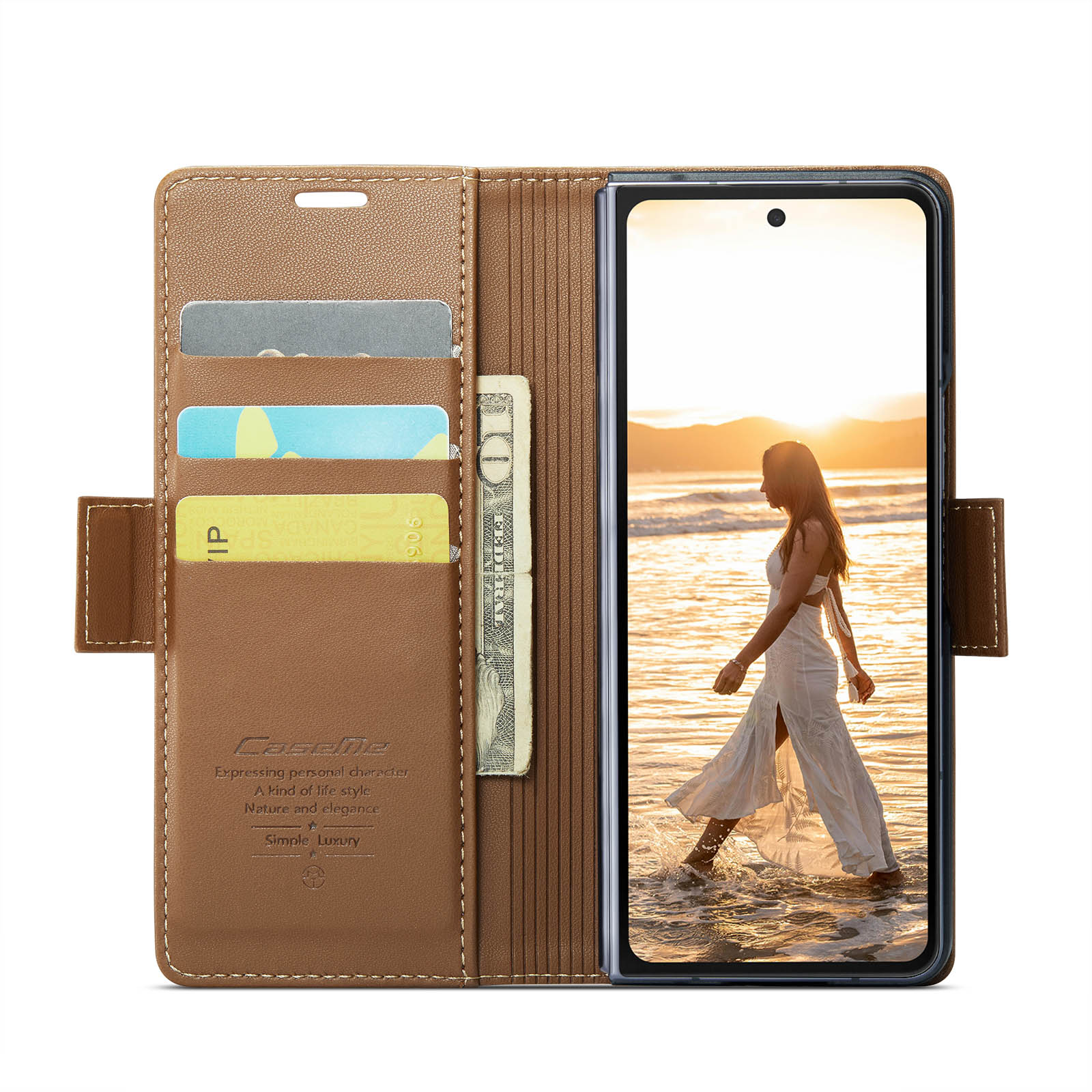 RFID blocking Slim Lommebokveske Samsung Galaxy Z Fold 6 brun