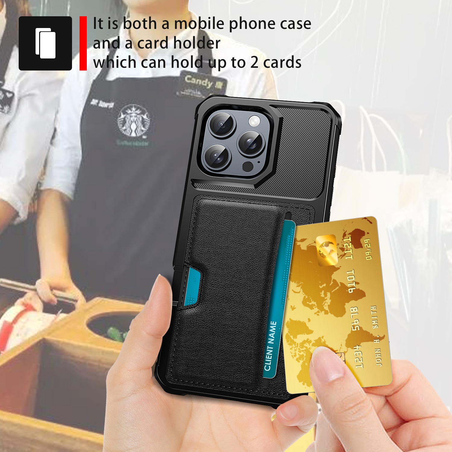 Tough Card Case iPhone 16 Pro svart