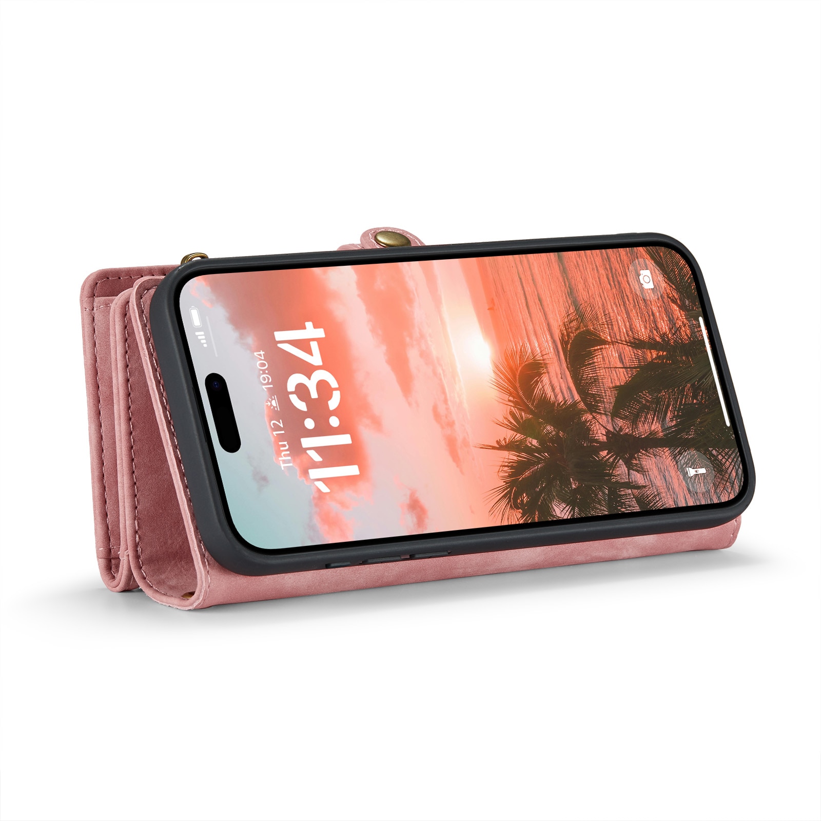 Multi-slot Lommeboksetui iPhone 16 Plus Rosa