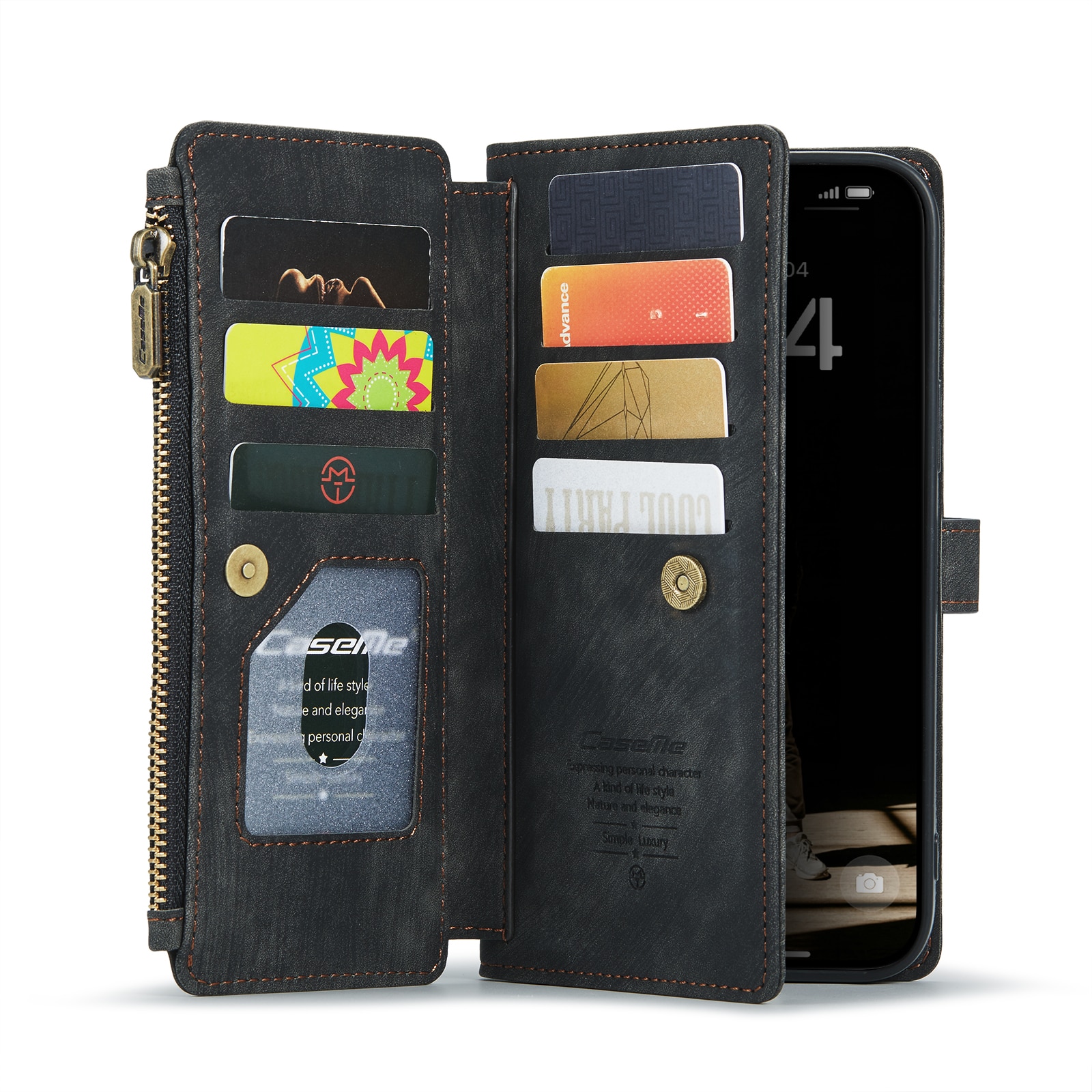 Zipper Wallet iPhone 16 Svart