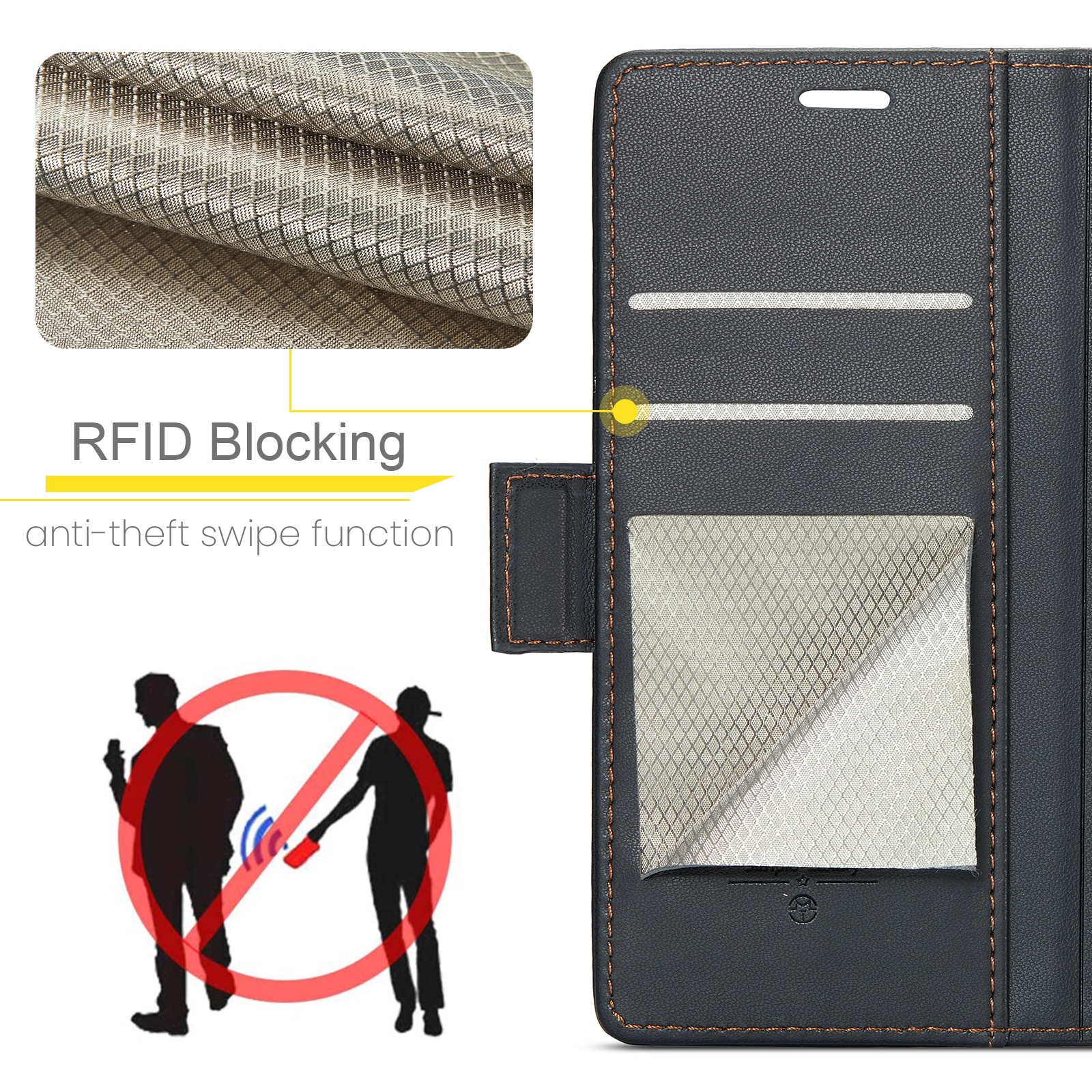 RFID blocking Slim Lommebokveske Google Pixel 9 Pro Svart