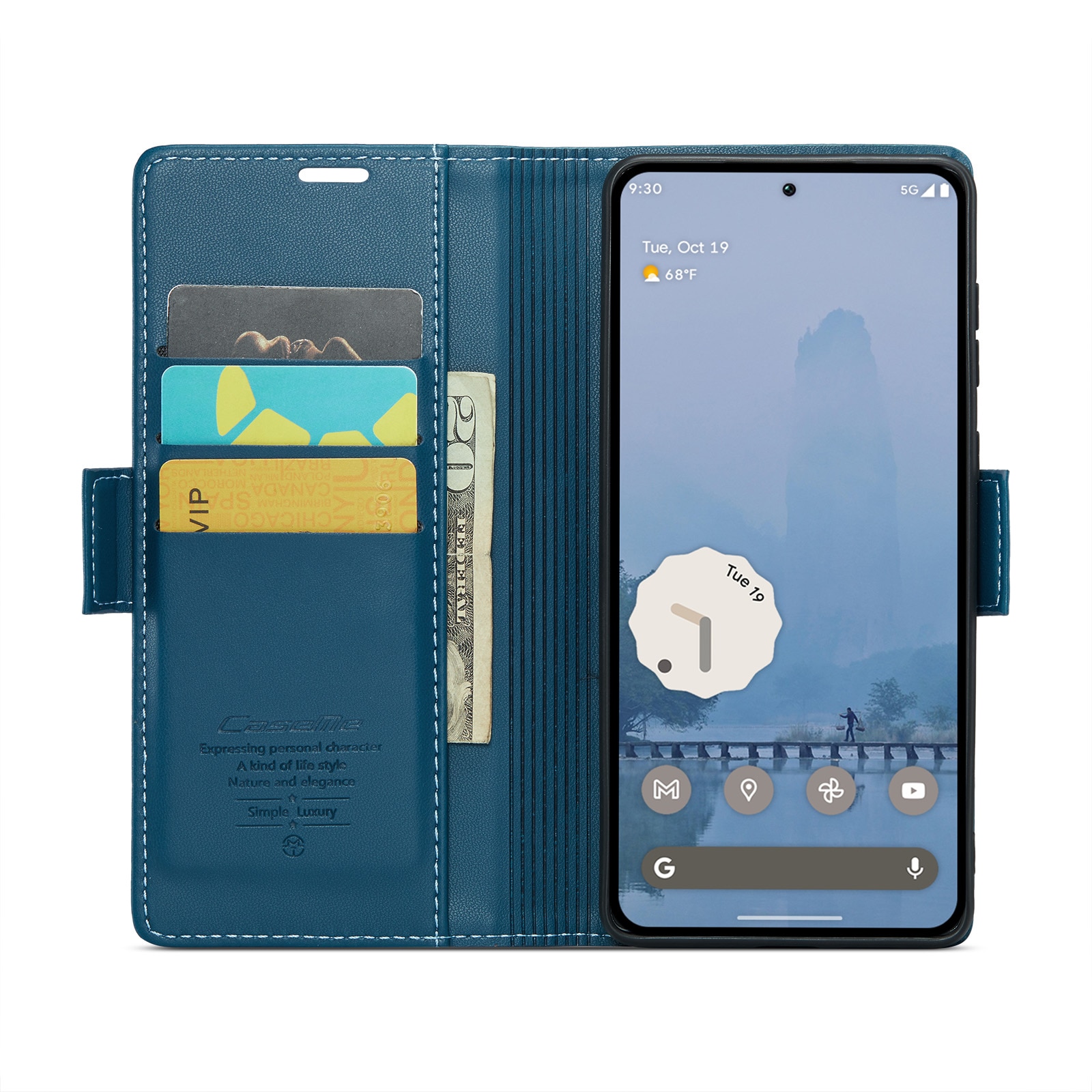 RFID blocking Slim Lommebokveske Google Pixel 9 Pro XL Blå