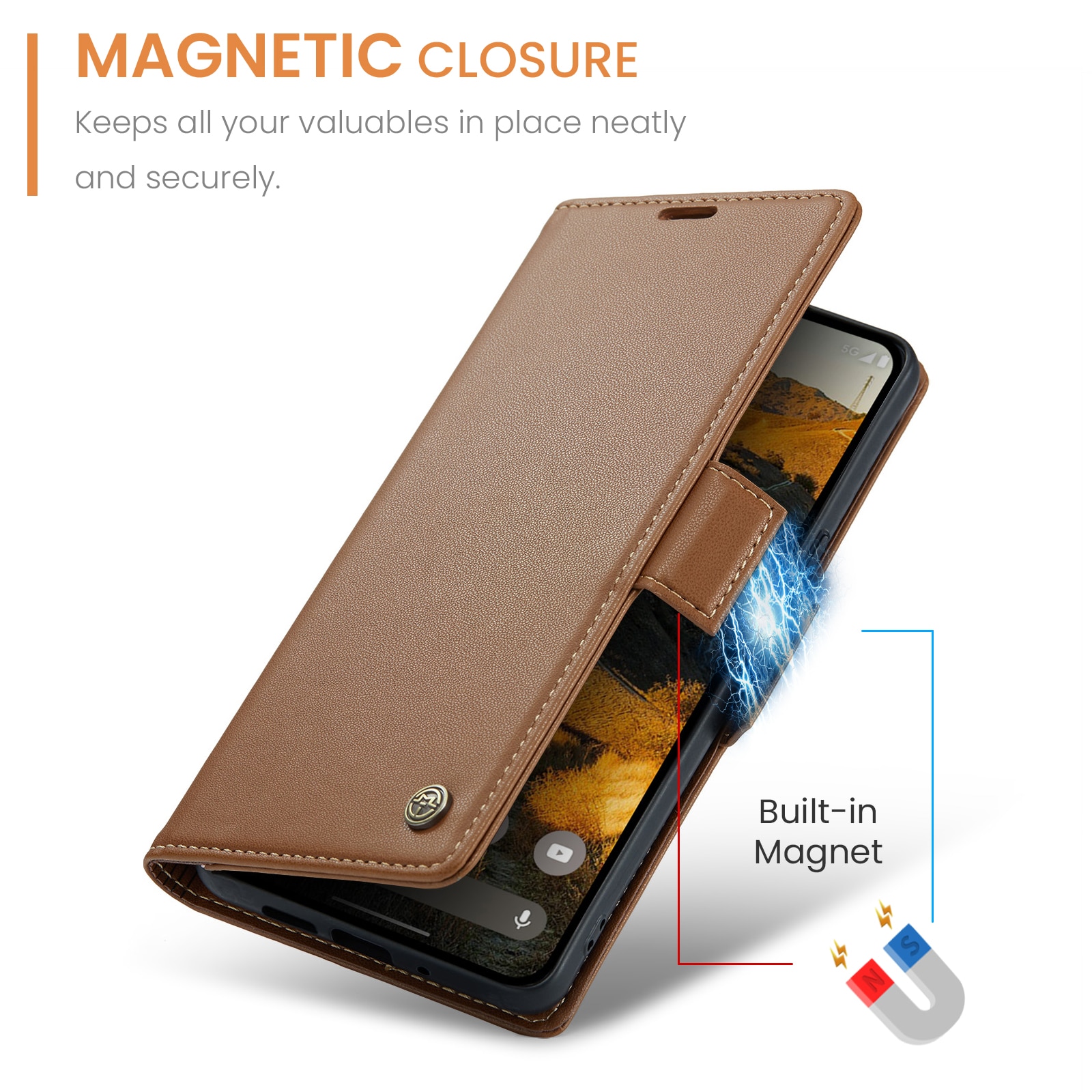 RFID blocking Slim Lommebokveske Google Pixel 9 Pro XL Brun