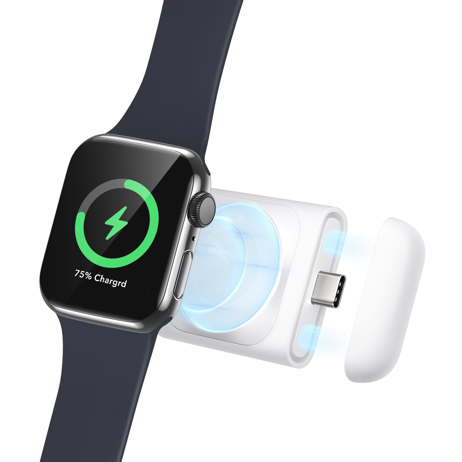 Bærbar Apple Watch-lader hvit