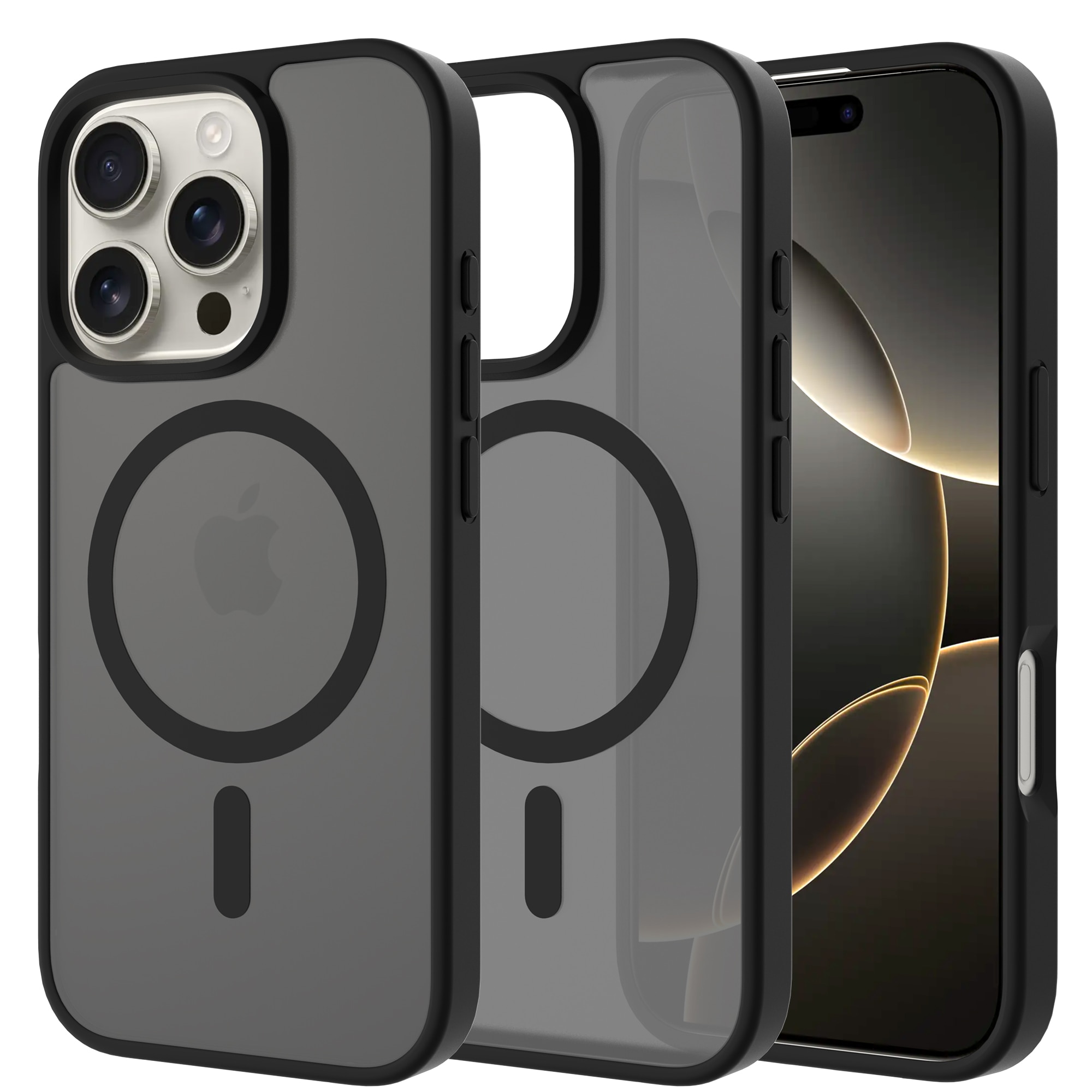 Magnetic Hybrid Deksel iPhone 16 Pro Frosted Black