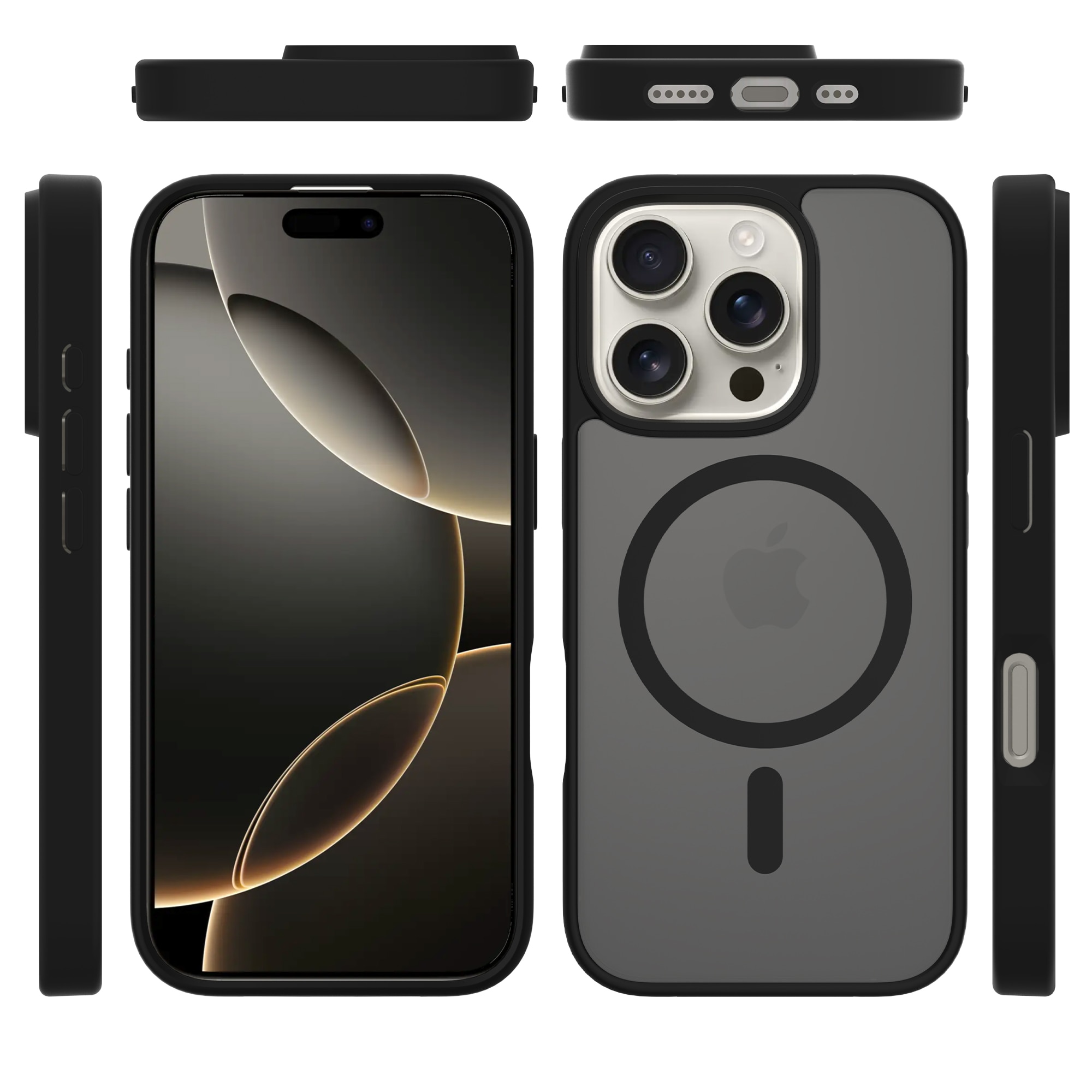 Magnetic Hybrid Deksel iPhone 16 Pro Frosted Black