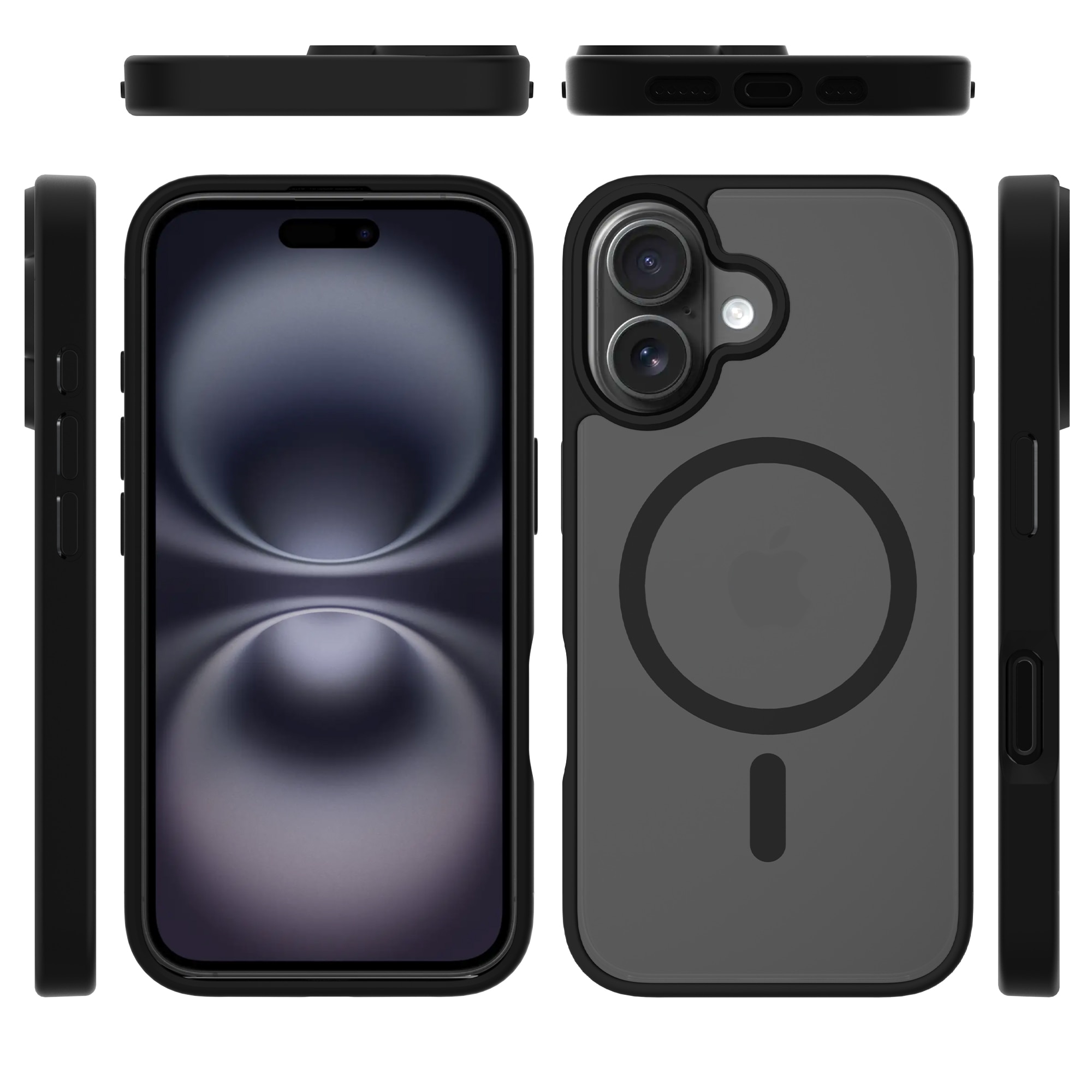 Magnetic Hybrid Deksel iPhone 16 Frosted Black