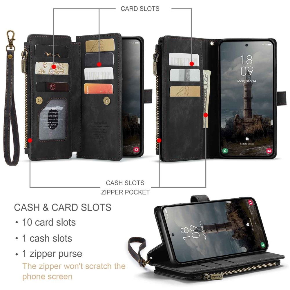 Zipper Wallet Samsung Galaxy A55 Svart