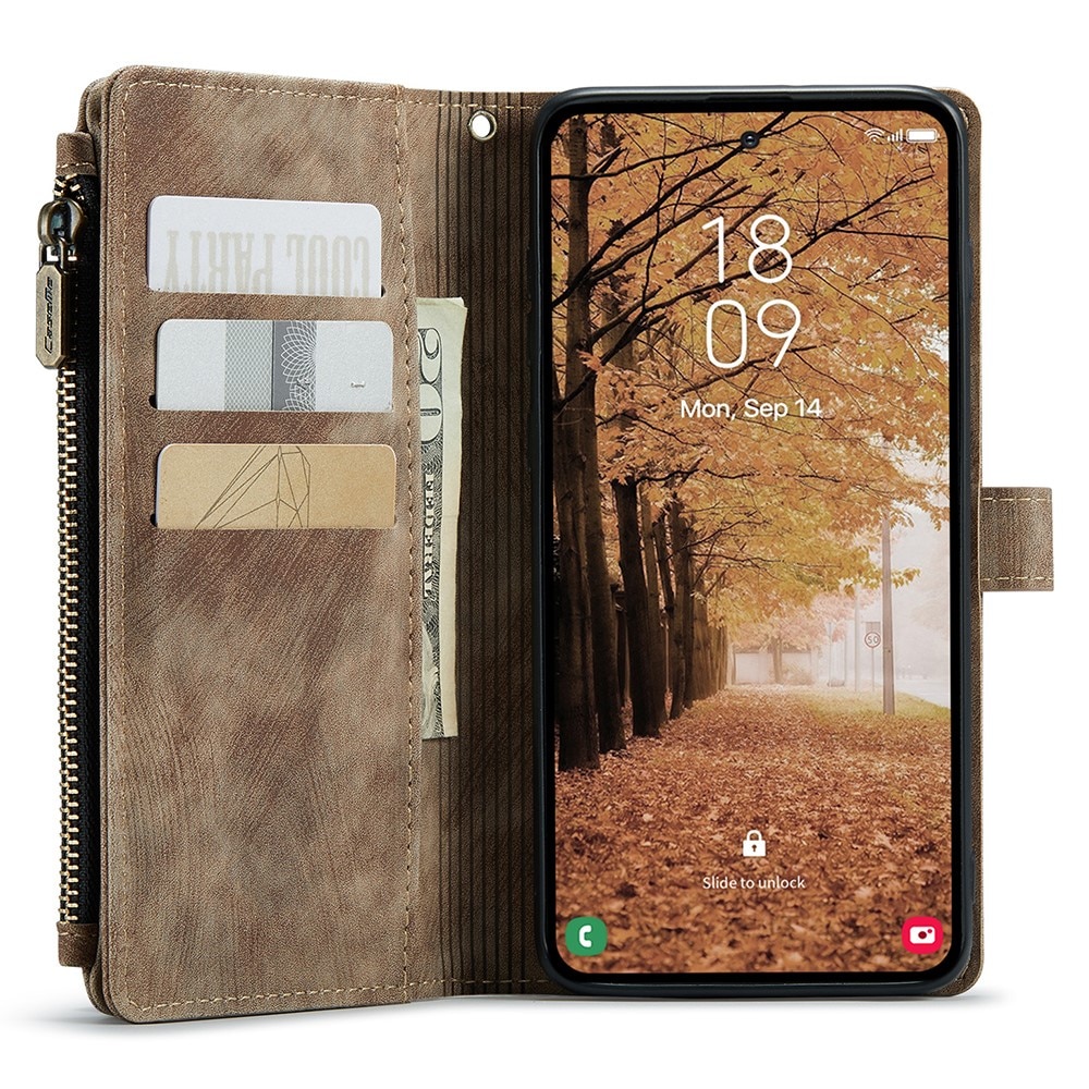 Zipper Wallet Samsung Galaxy A55 Brun