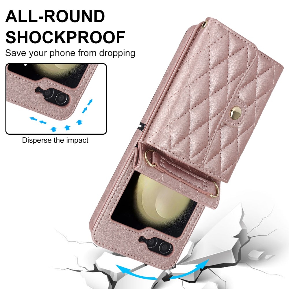 RFID blocking Lommebokveske Samsung Galaxy Z Flip 6 Quilted rosegull