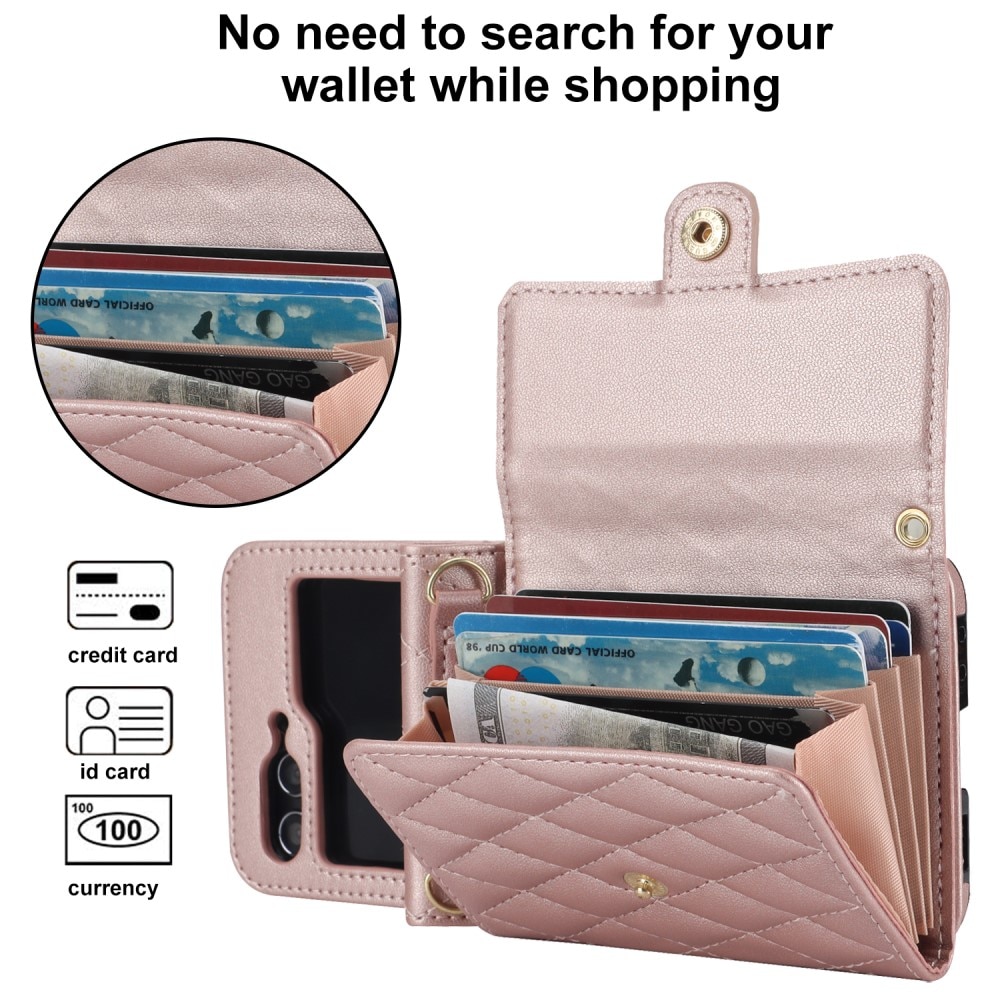 RFID blocking Lommebokveske Samsung Galaxy Z Flip 6 Quilted rosegull