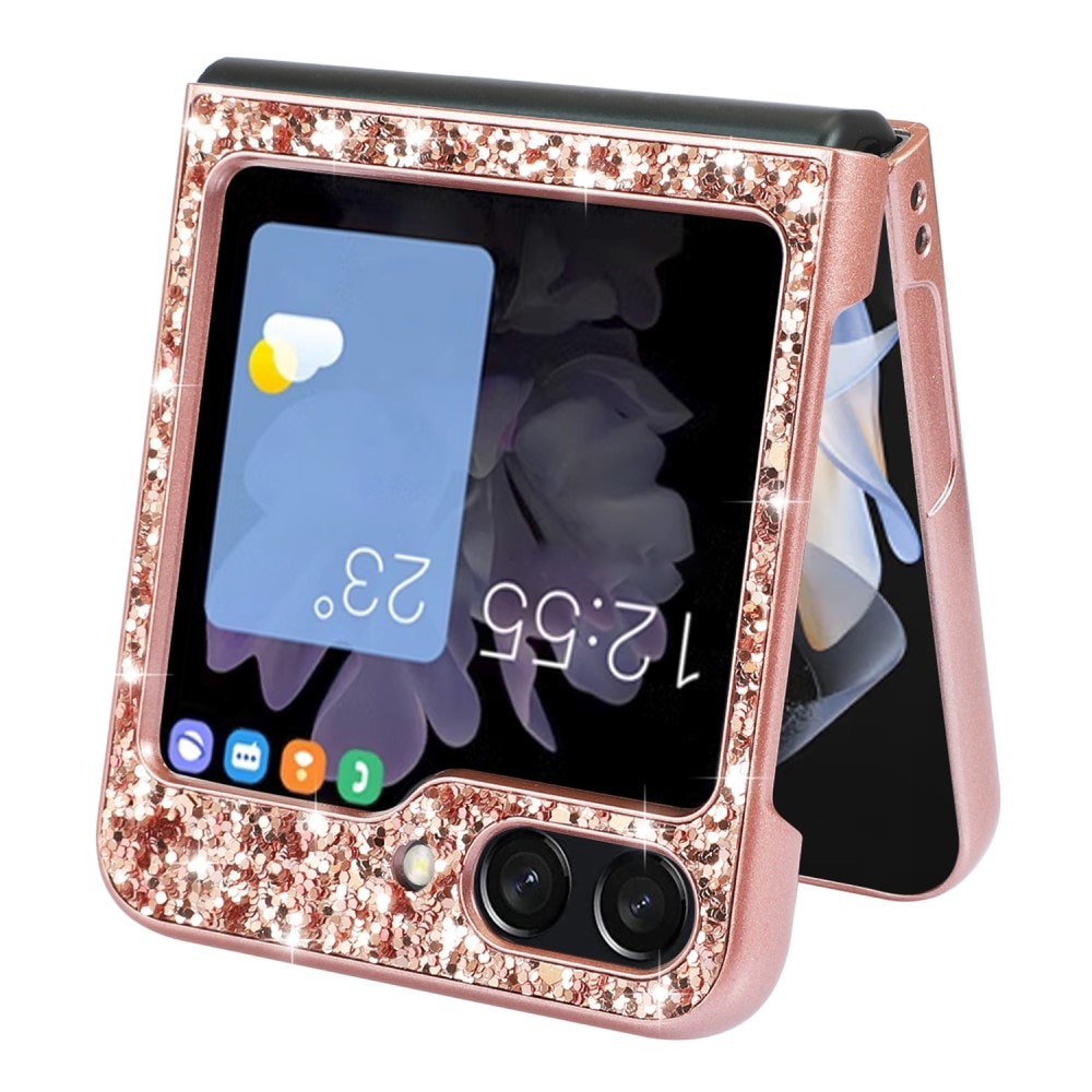 Glitterdeksel Samsung Galaxy Z Flip 6 rosegull