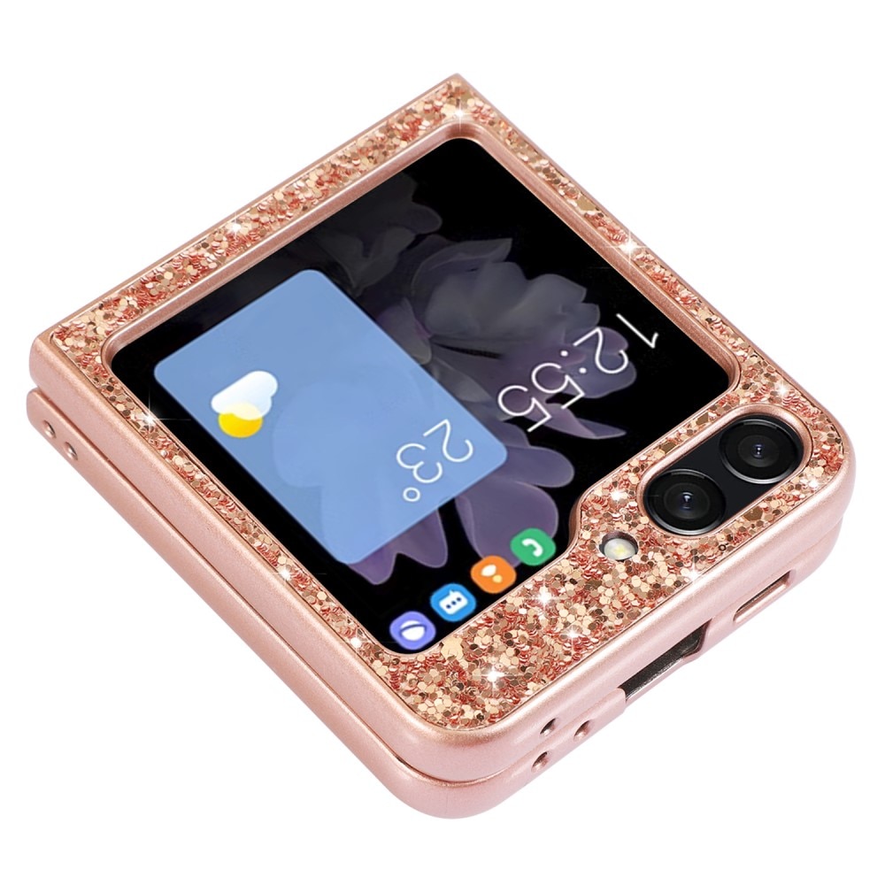 Glitterdeksel Samsung Galaxy Z Flip 6 rosegull