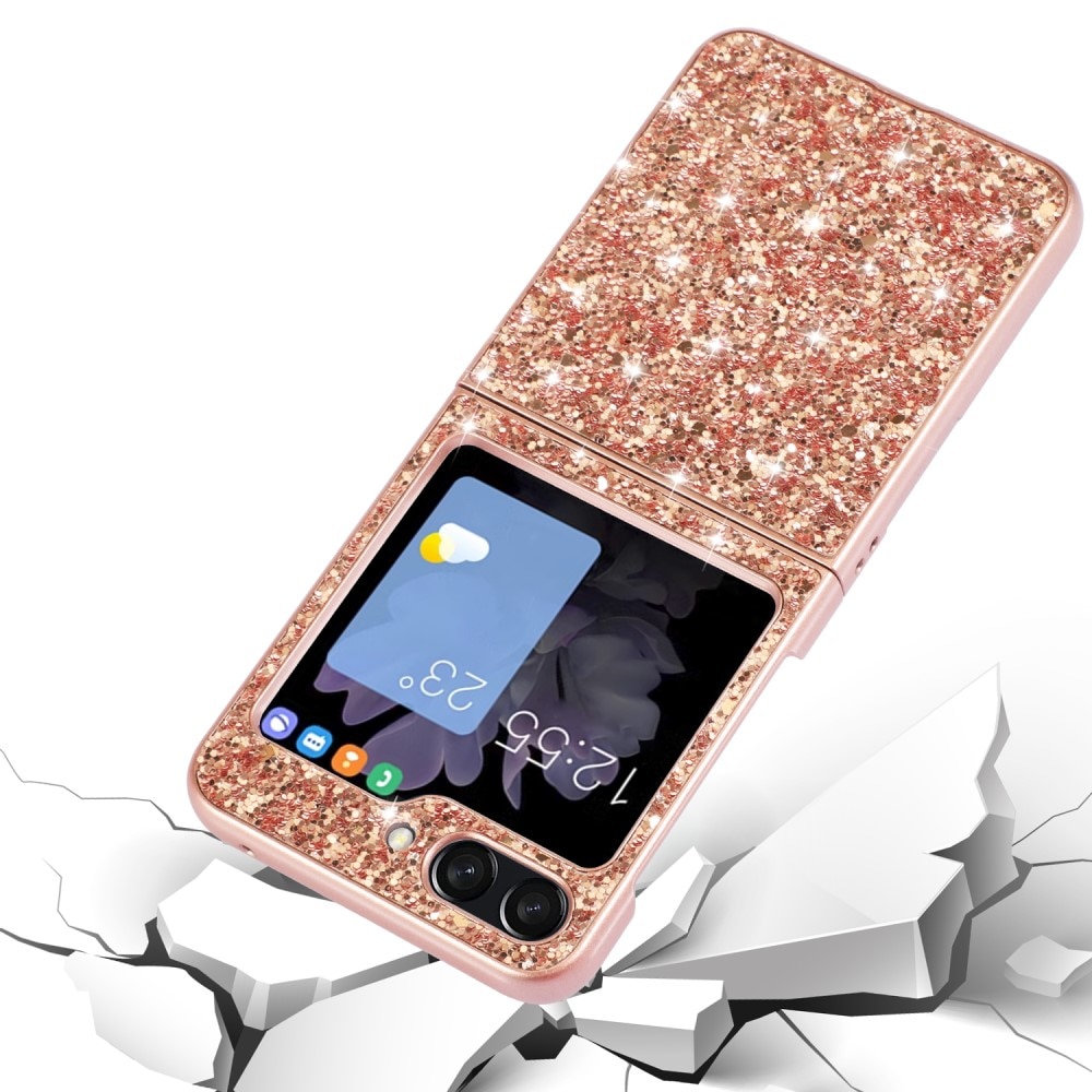 Glitterdeksel Samsung Galaxy Z Flip 6 rosegull