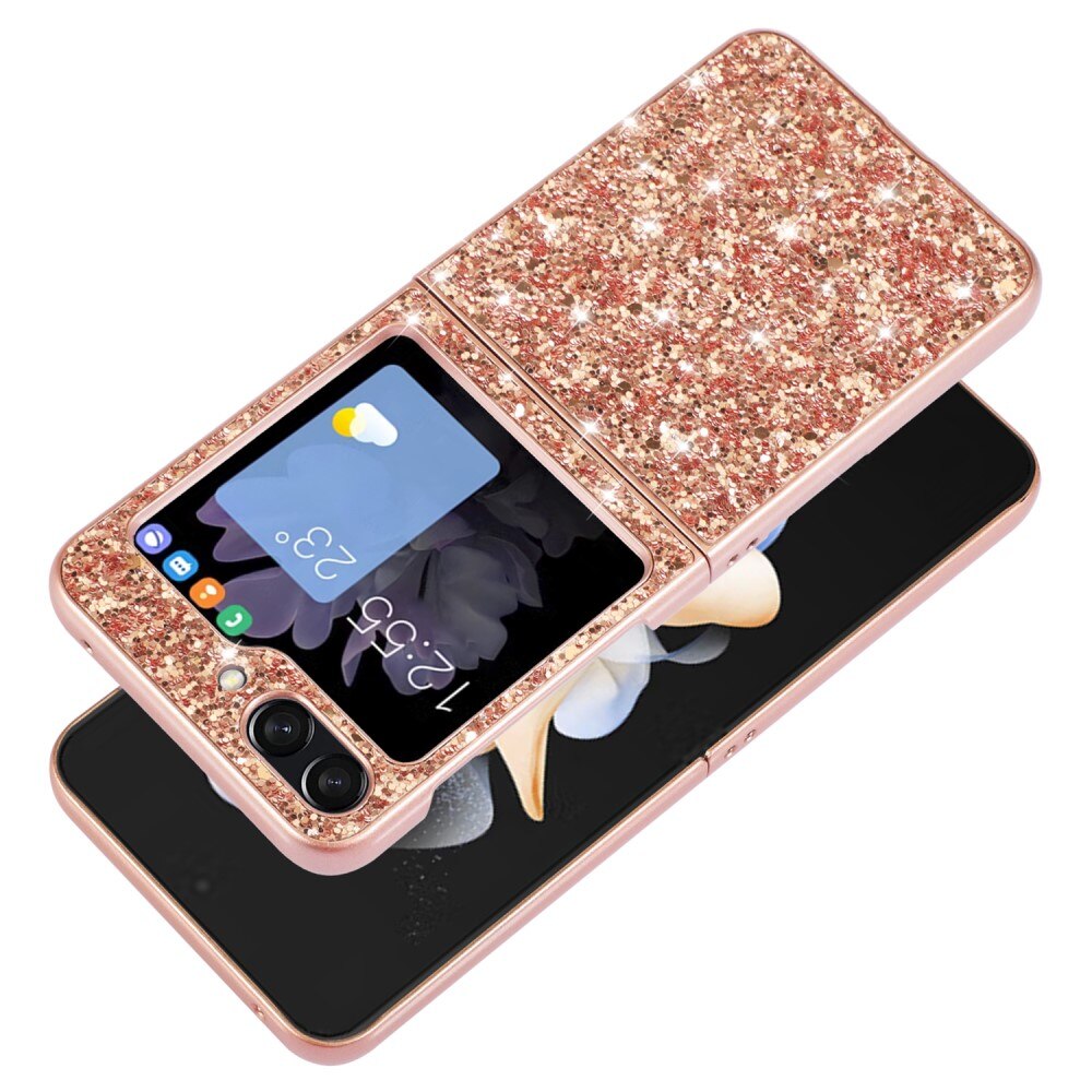 Glitterdeksel Samsung Galaxy Z Flip 6 rosegull