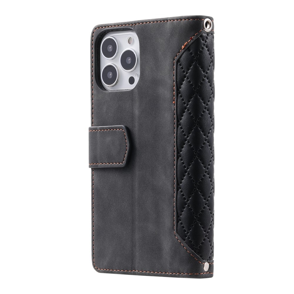 Lommebokveske iPhone 16 Pro Quilted Svart