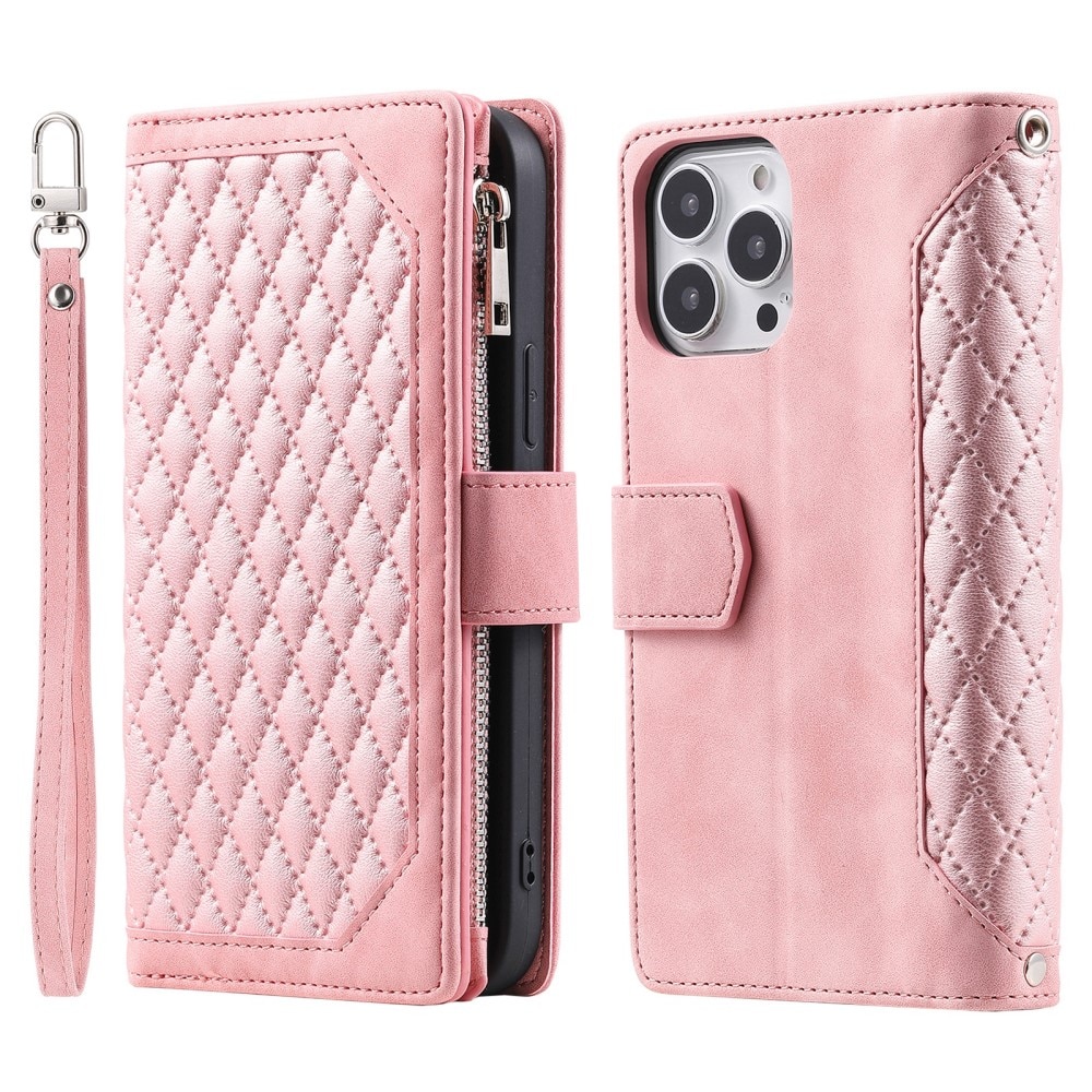 Lommebokveske iPhone 16 Pro Quilted Rosa