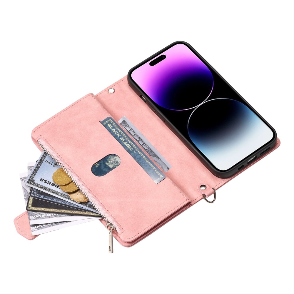 Lommebokveske iPhone 16 Pro Quilted Rosa