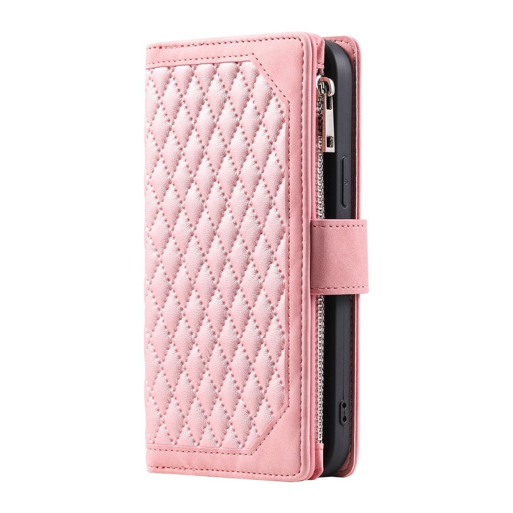 Lommebokveske iPhone 16 Pro Quilted Rosa