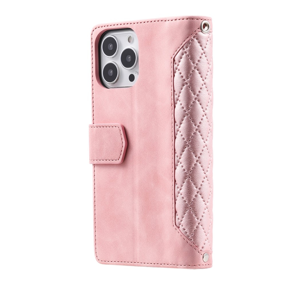 Lommebokveske iPhone 16 Pro Quilted Rosa