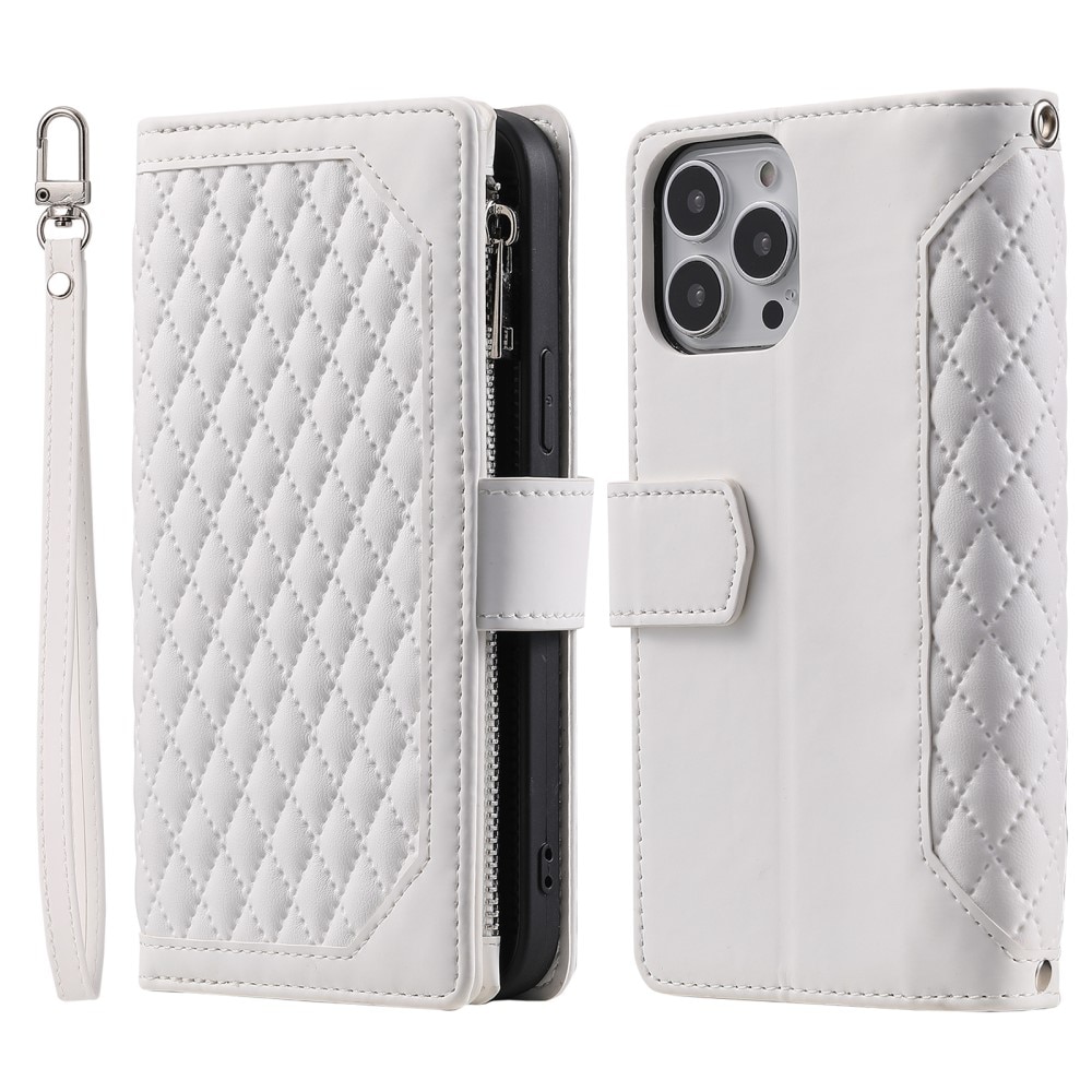 Lommebokveske iPhone 16 Pro Quilted Hvit