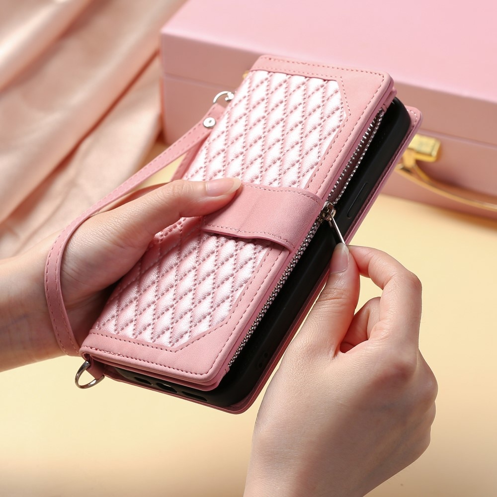 Lommebokveske iPhone 16 Pro Max Quilted Rosa