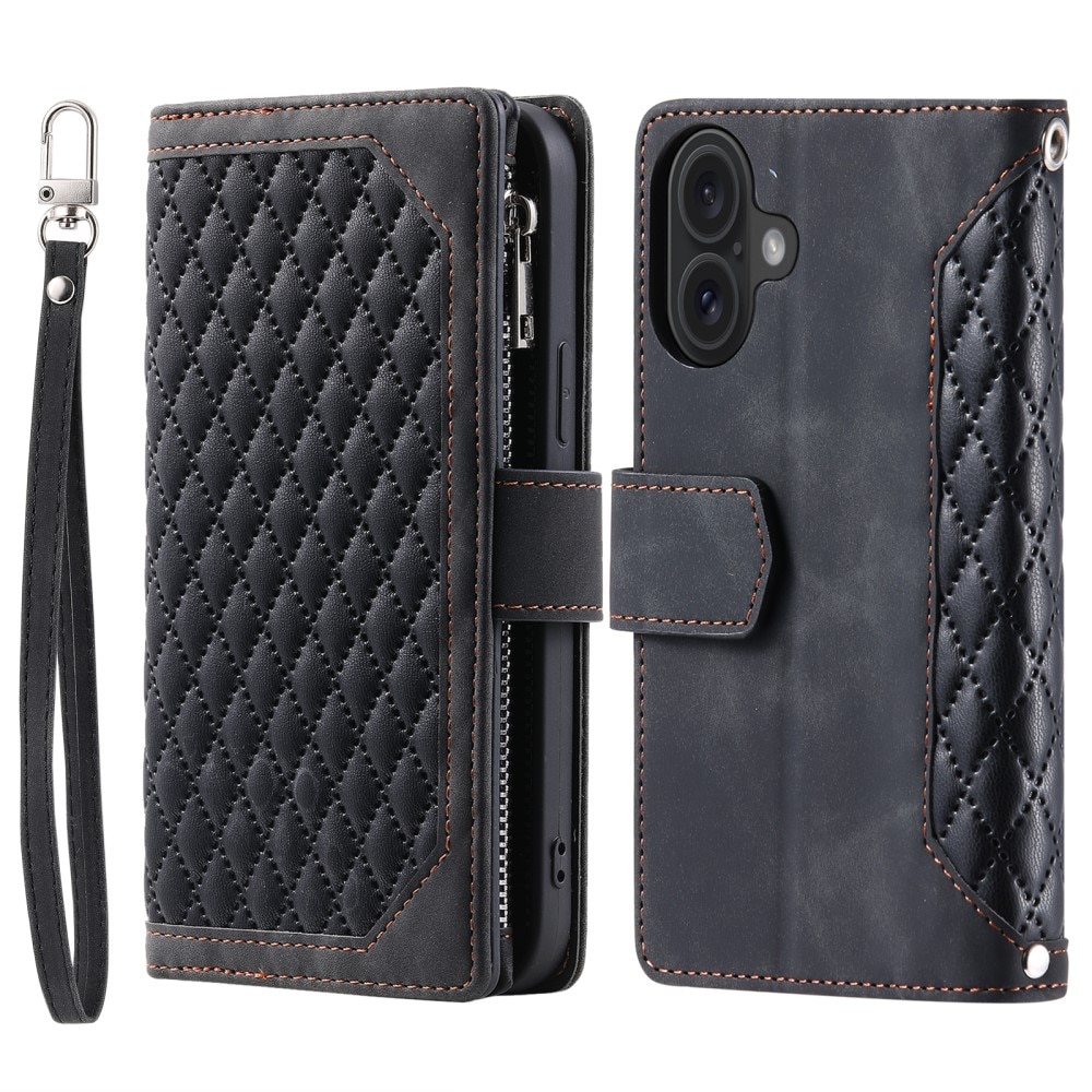 Lommebokveske iPhone 16 Plus Quilted Svart