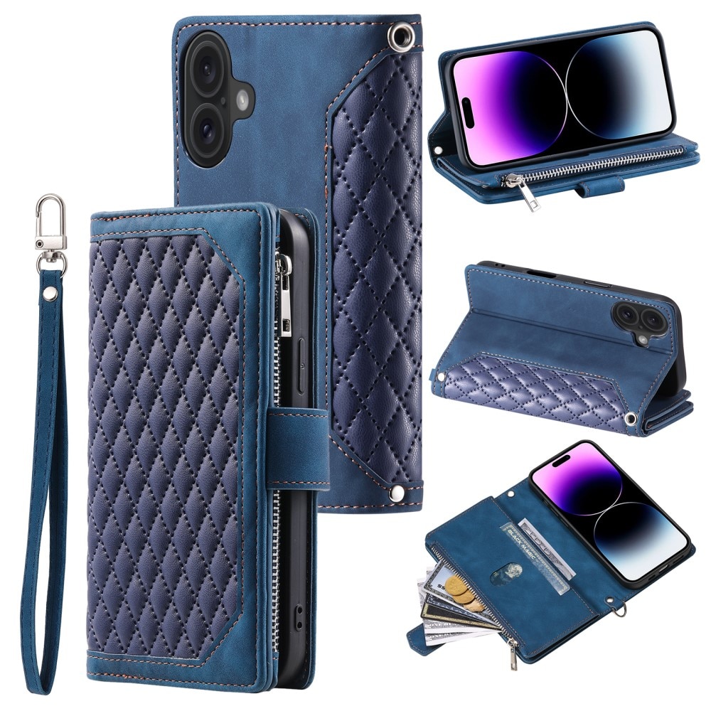 Lommebokveske iPhone 16 Quilted Blå