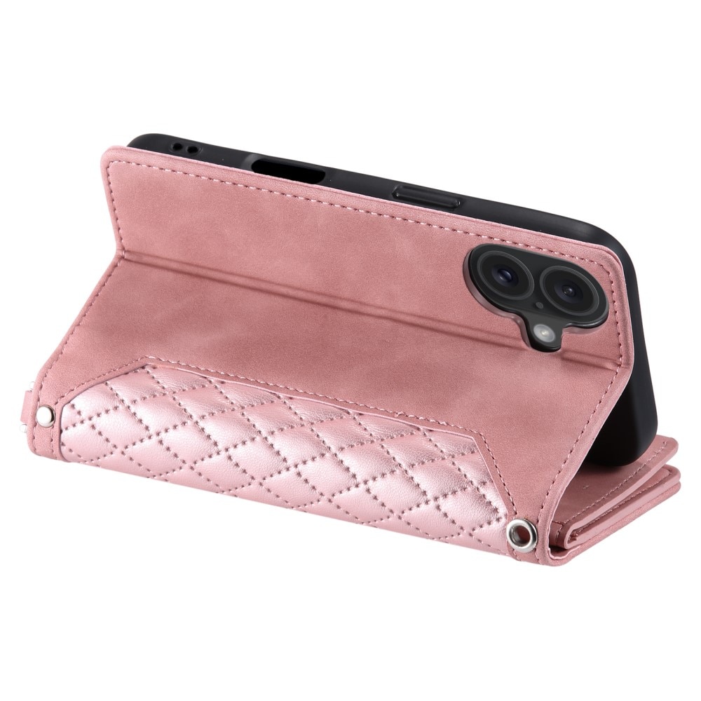 Lommebokveske iPhone 16 Quilted Rosa