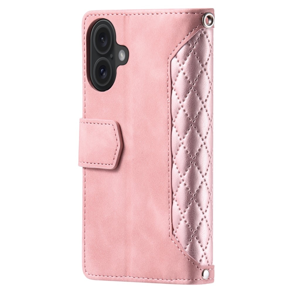 Lommebokveske iPhone 16 Quilted Rosa