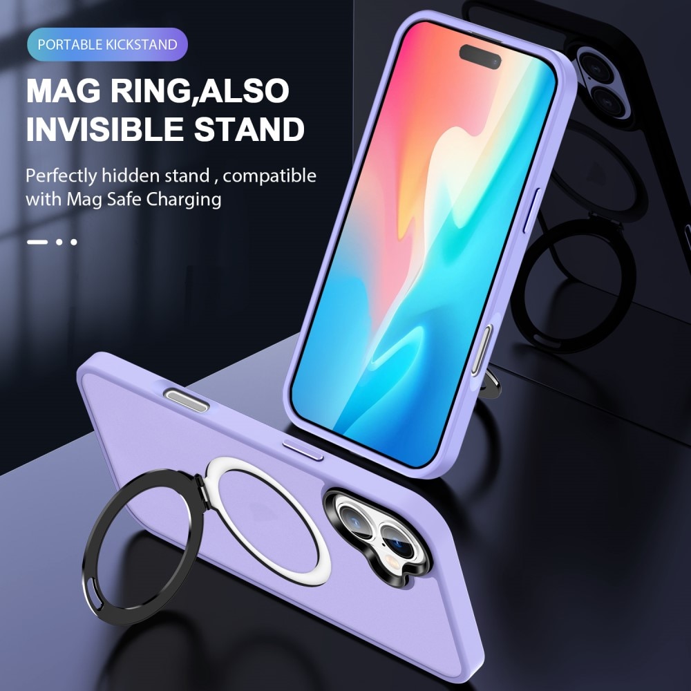 Hybriddeksel MagSafe Ring iPhone 16 Lilla