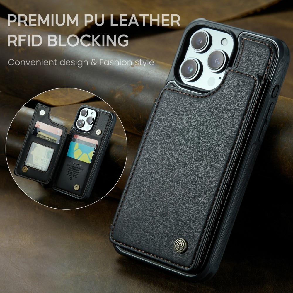 RFID blocking Lommebokdeksel iPhone 16 Pro Max svart