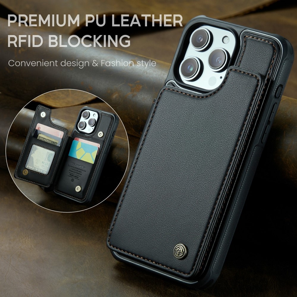 RFID blocking Lommebokdeksel iPhone 16 Pro svart