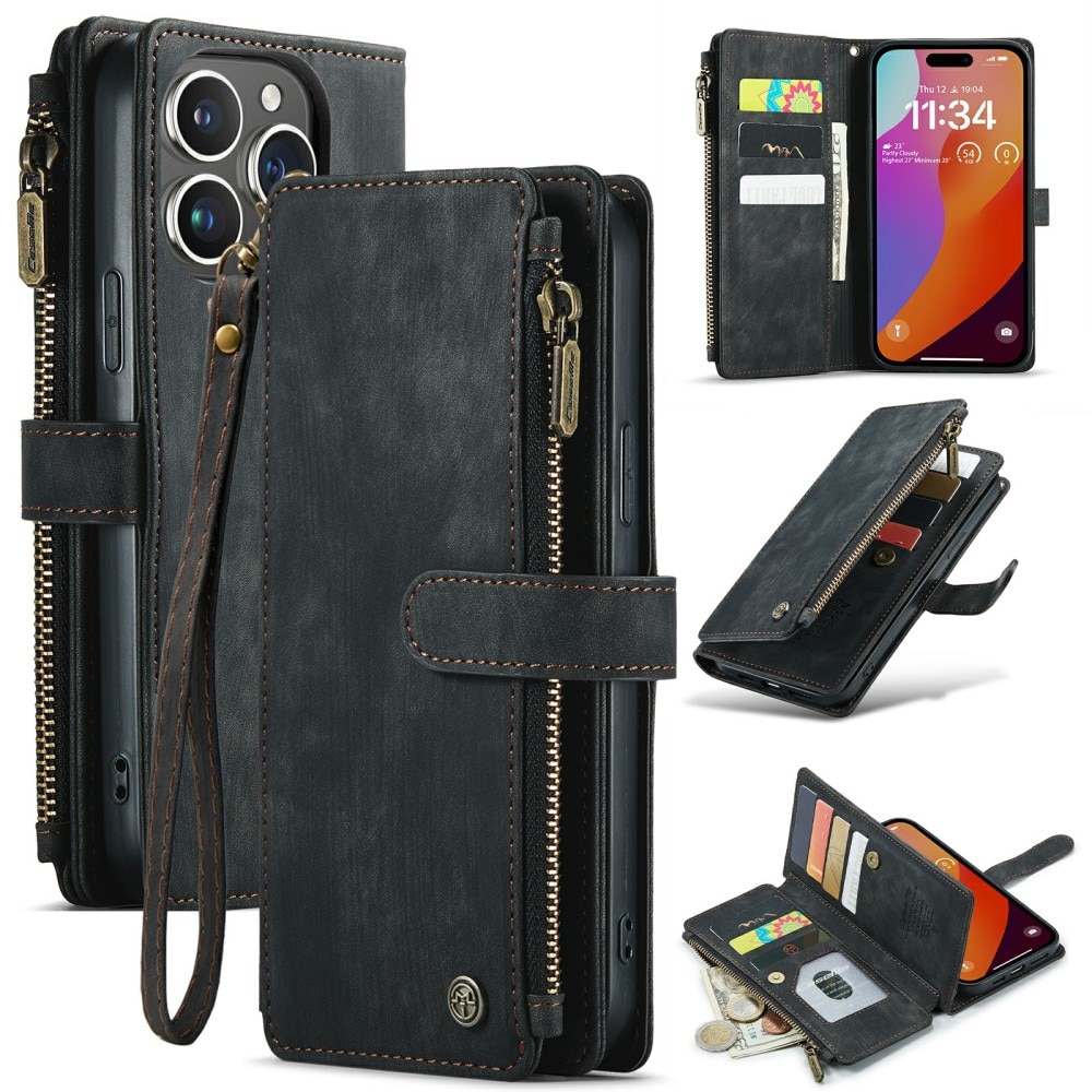 Zipper Wallet iPhone 16 Pro Max Svart