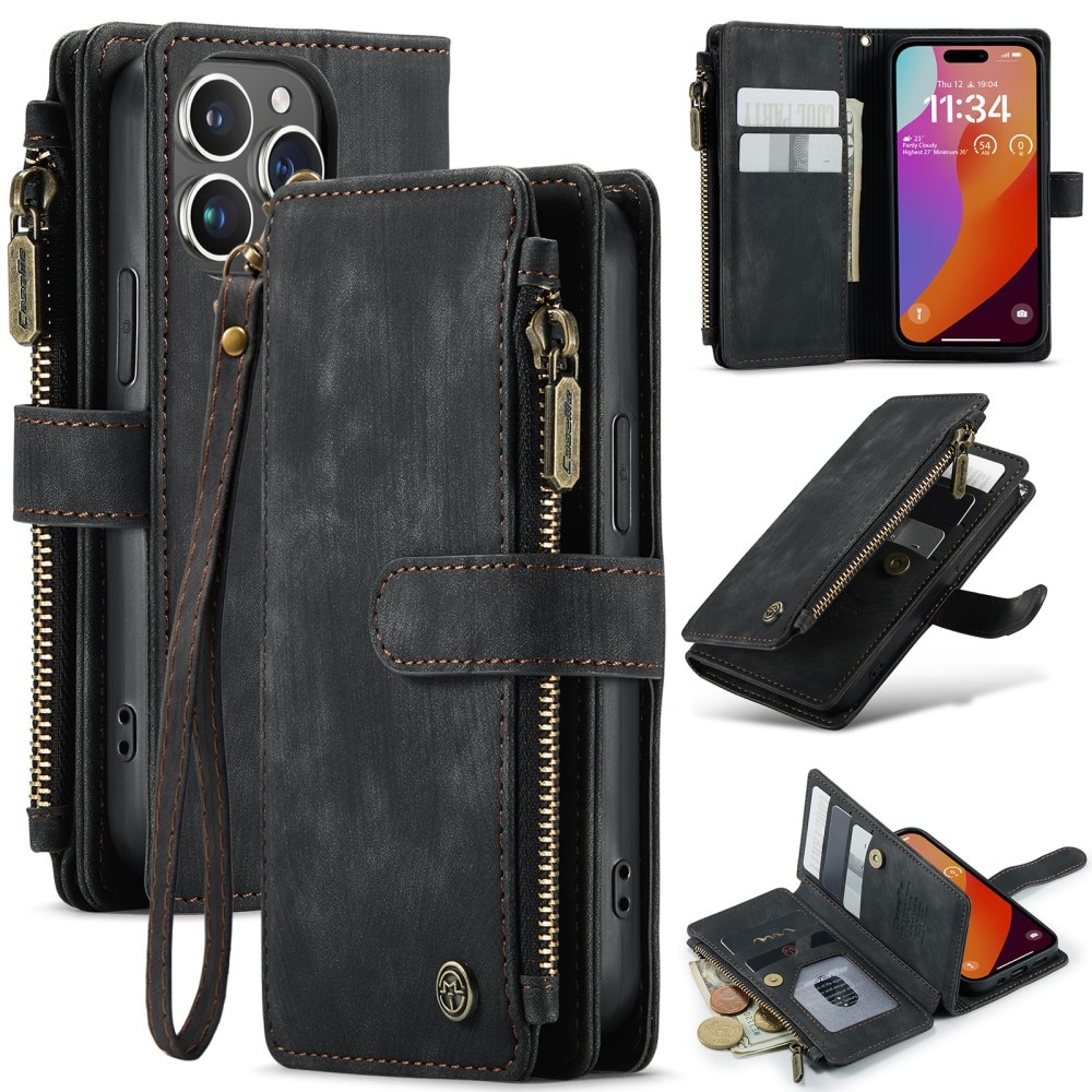 Zipper Wallet iPhone 16 Pro Svart